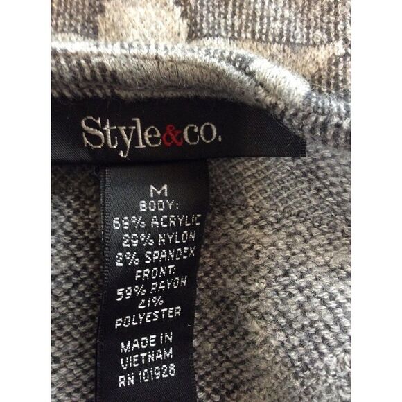 Style & Co Women Stars And City Short Sleeve Top Size M Gray - Picture 3 of 3